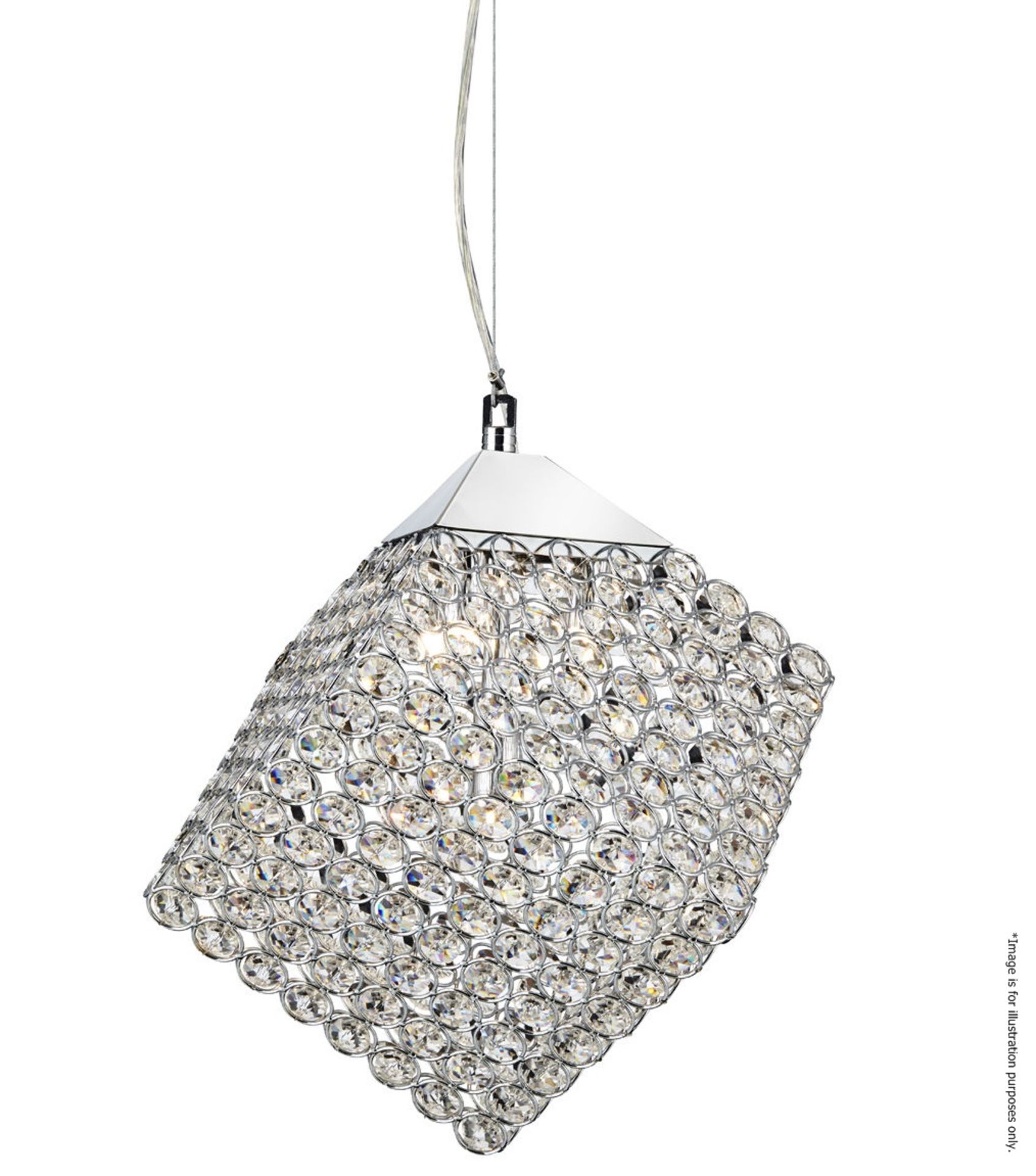 1 x Pendant 4-Light Ceiling Light With Clear Crystal Button Inserts - Chrome Finish - RRP £237.60