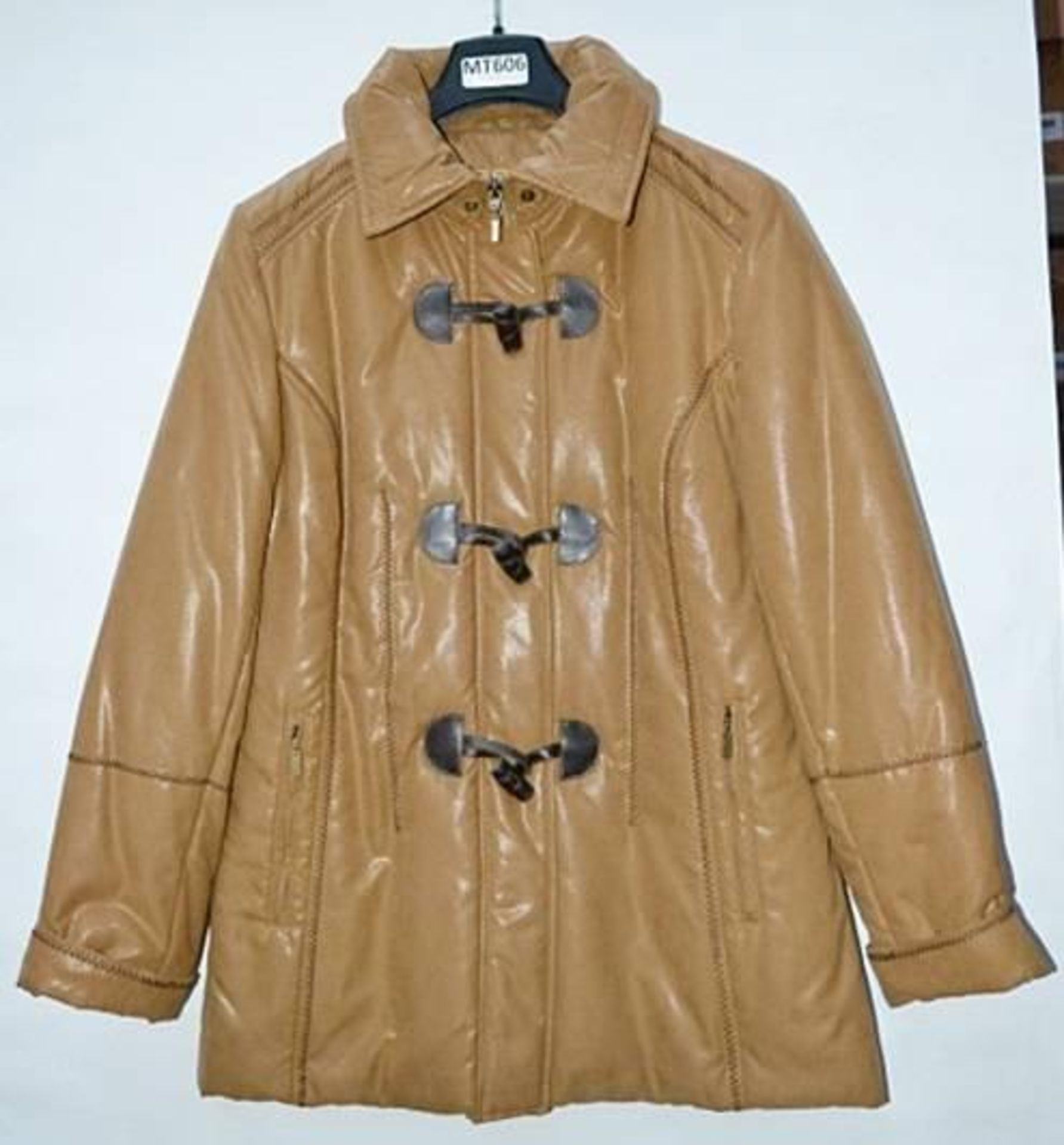 1 x Steilmann Kirsten Womens Padded Winter Coat In A Tan Faux Leather - Size 12 - CL210 - Ref MT606