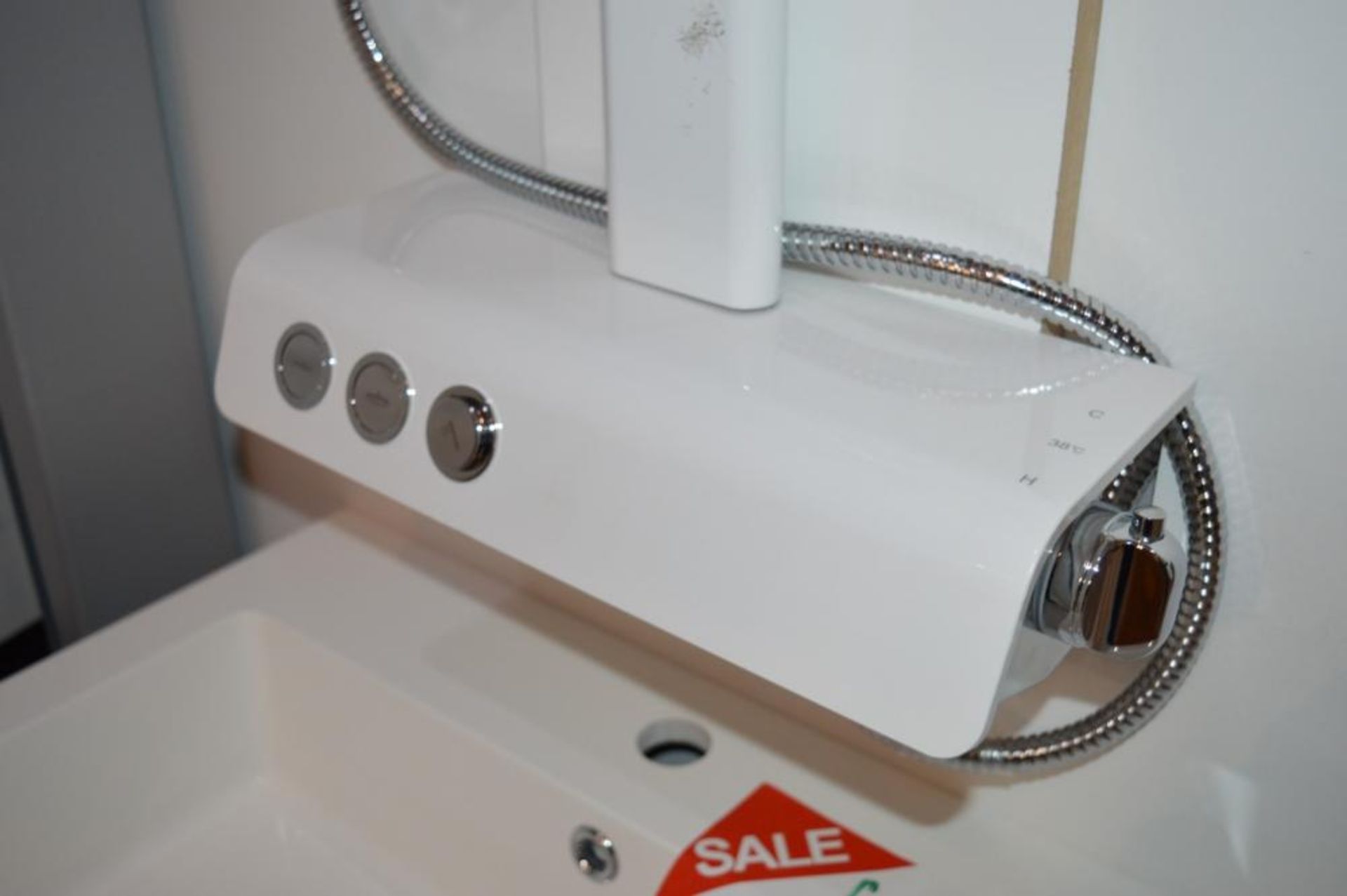 1 x Synergy Nubian Thermostatic Shower With Fixed Head and Handset - White Finish - Height 120cm - C - Image 6 of 6
