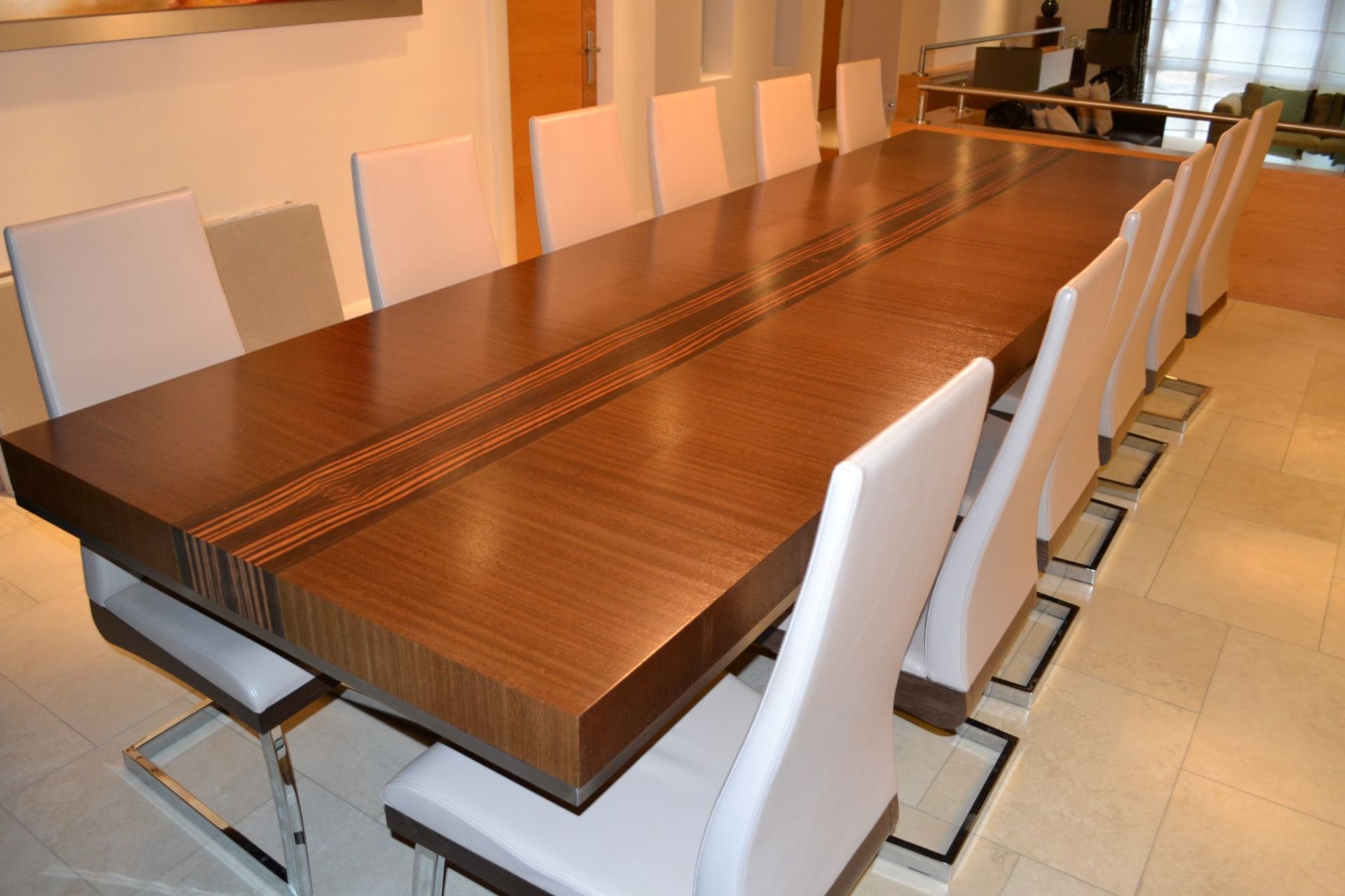 Beautiful Hand Crafted Veneered Dining Table Featuring A Zebrno Stripe Motif - NO VAT ON HAMMER - Image 2 of 7