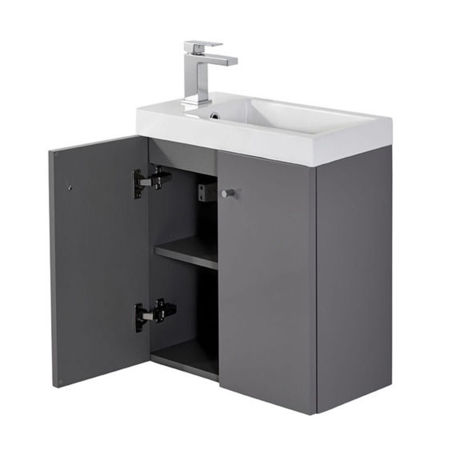 10 x Alpine Duo 495 Wall Hung Vanity Unit - Gloss Grey  - Brand New Boxed Stock - Dimensions: W49. - Image 4 of 5