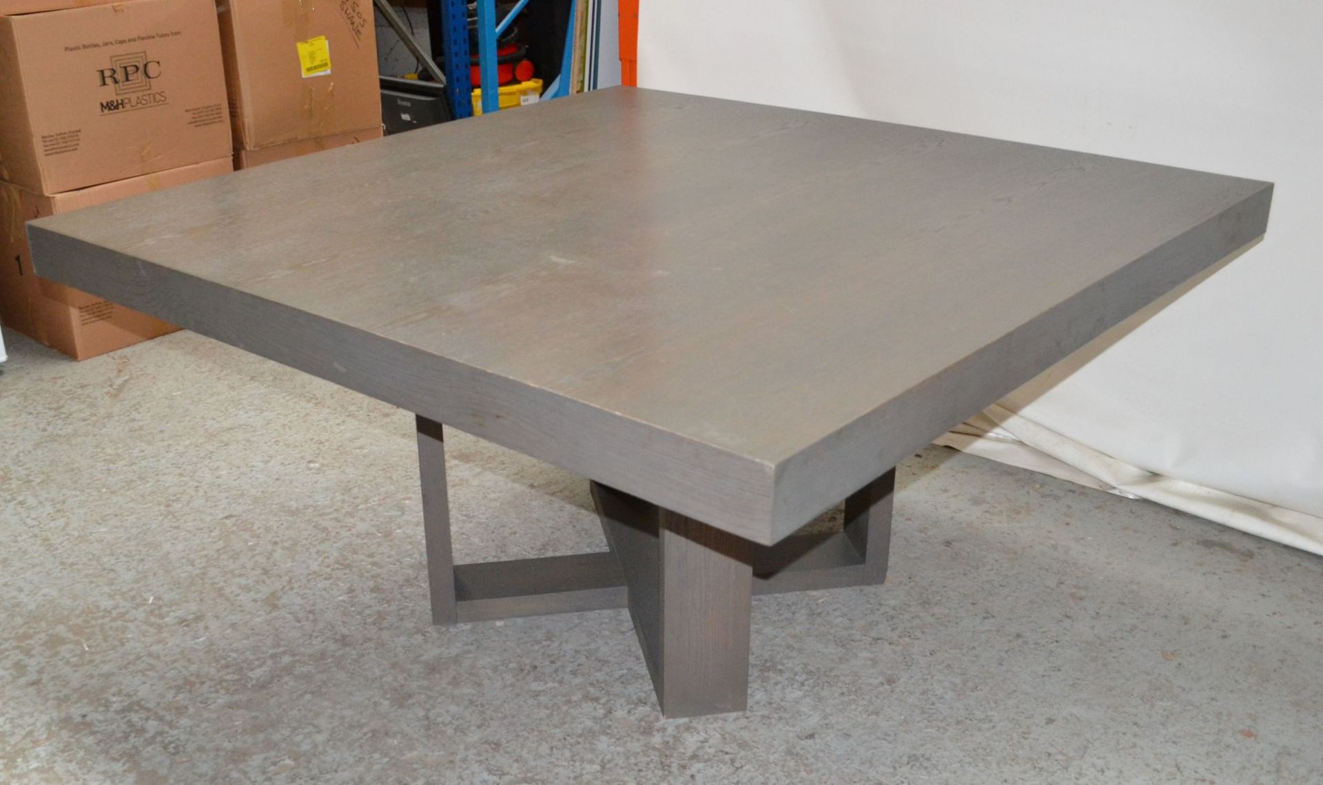 1 x Large Square Wooden Dining Table in a Grey Oak Coloured Finish - CL314 - Location: Altrincham - Image 9 of 10