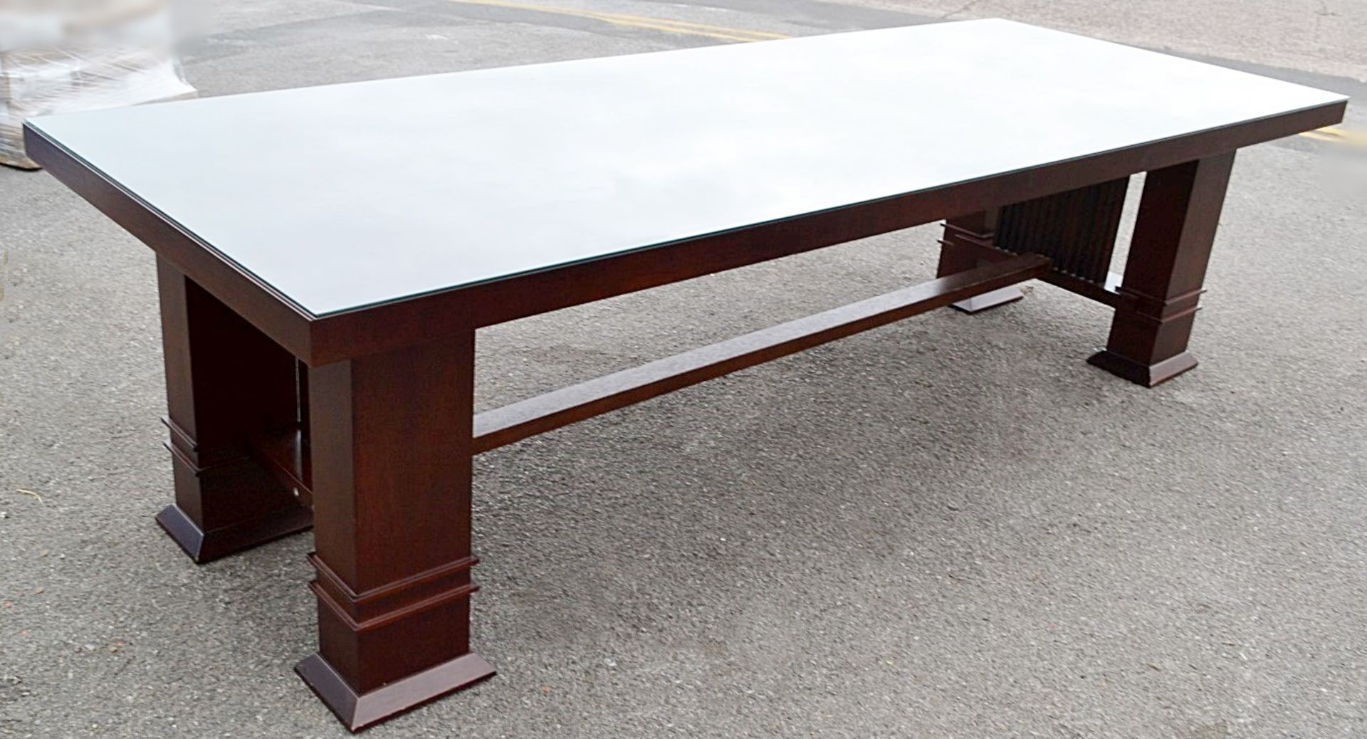 1 x Large Wooden Dining Table In The Style Of Frank Lloyd Wright + 8 x Dining Armchairs - NO VAT - Image 8 of 19
