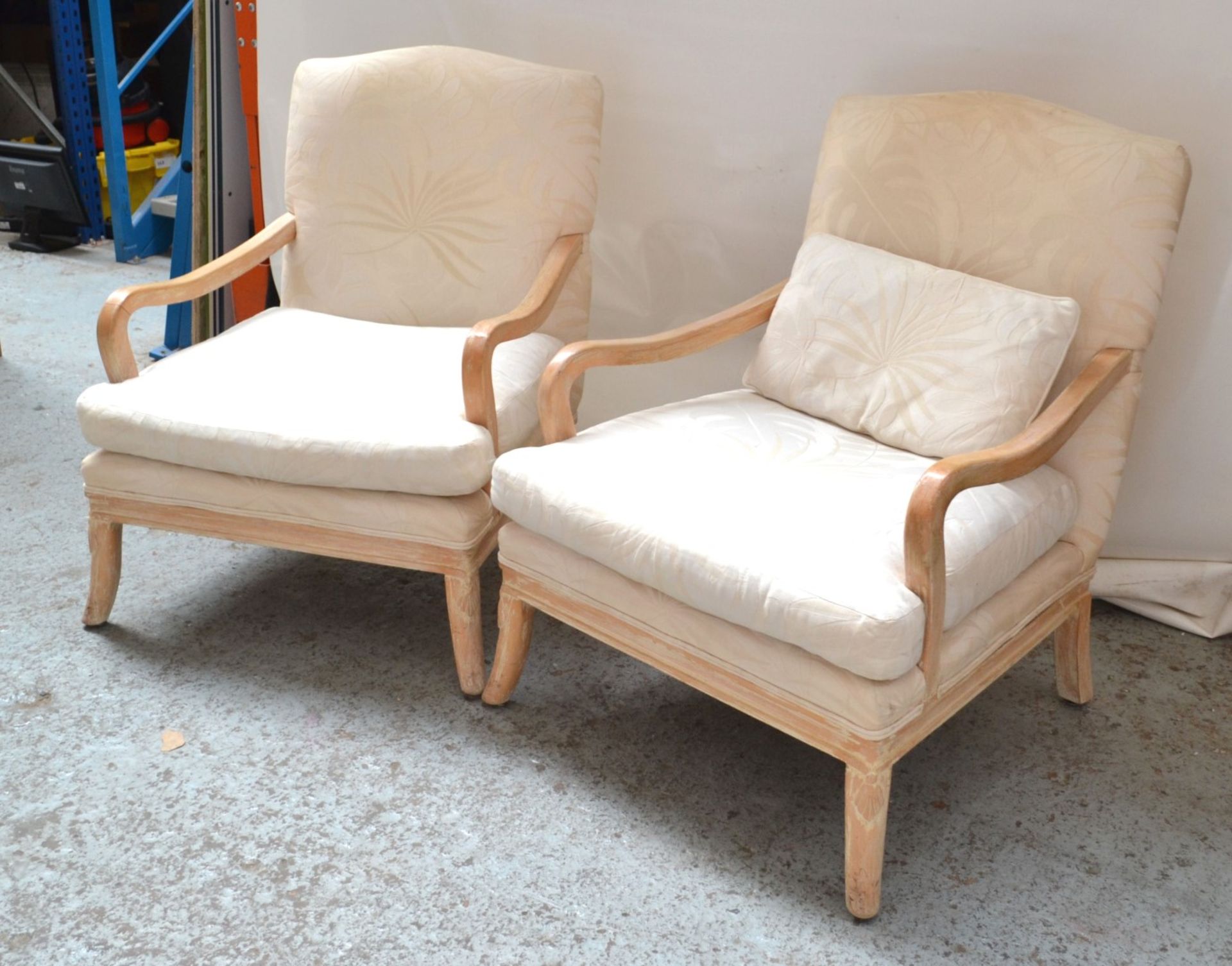 Pair of Cream Arm Chairs - CL314 - Location: Altrincham WA14 - *NO VAT On Hammer*Dimensions: