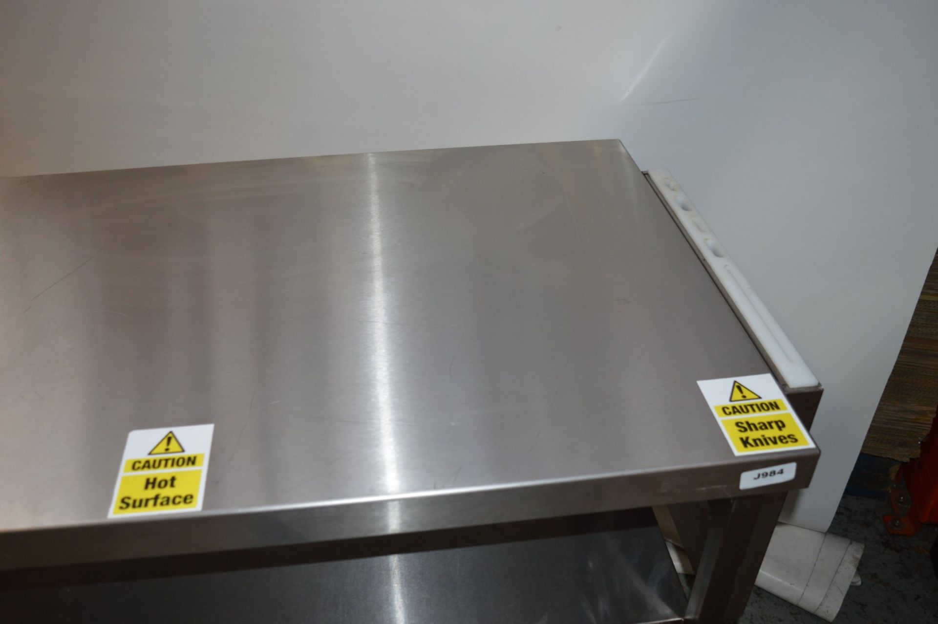 1 x Stainless Steel 3 Tier Preperation Table With Castor Wheels and Knive Block - CL282 - H87 x W170 - Image 2 of 4