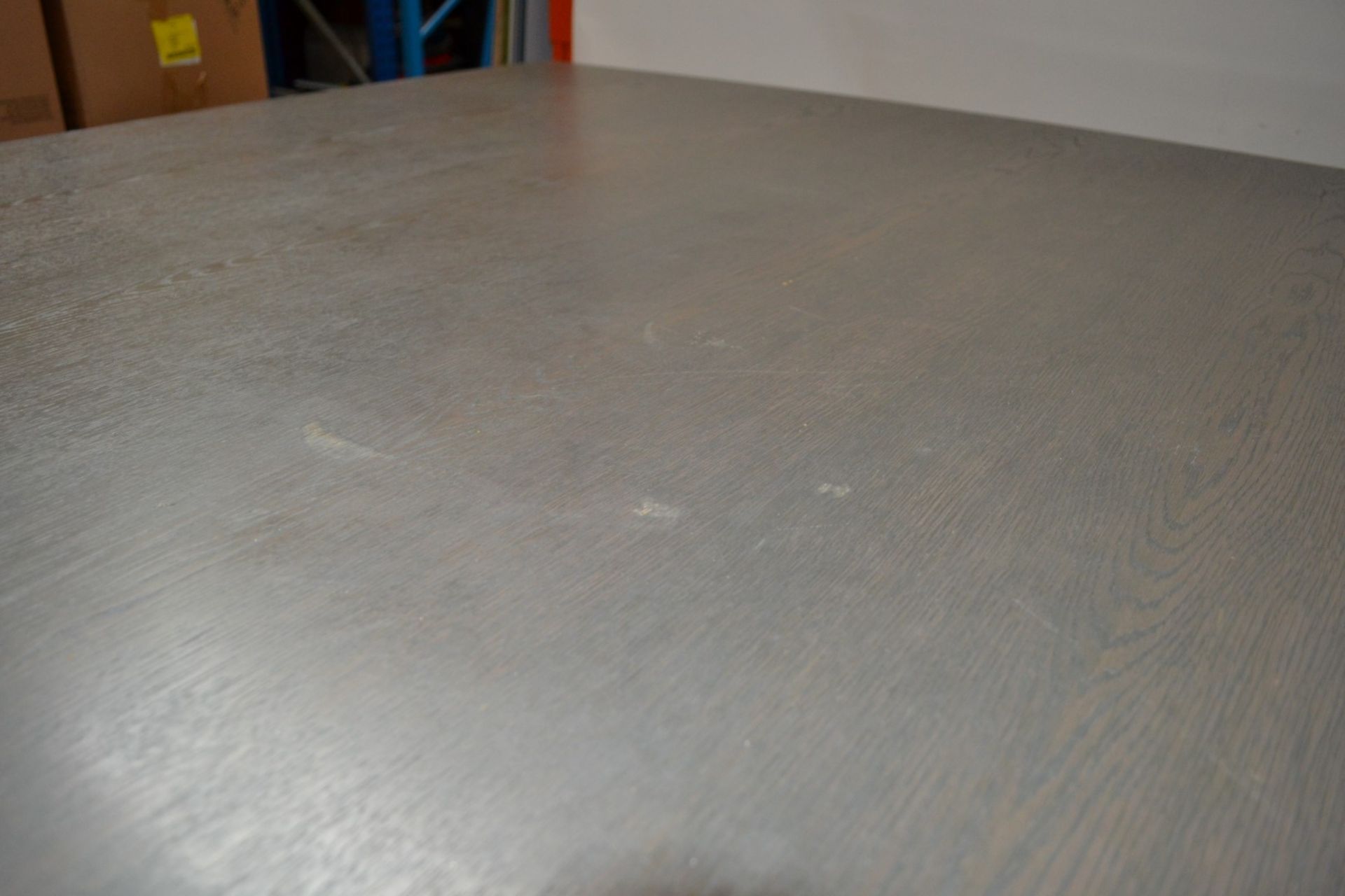 1 x Large Square Wooden Dining Table in a Grey Oak Coloured Finish - CL314 - Location: Altrincham - Image 5 of 10
