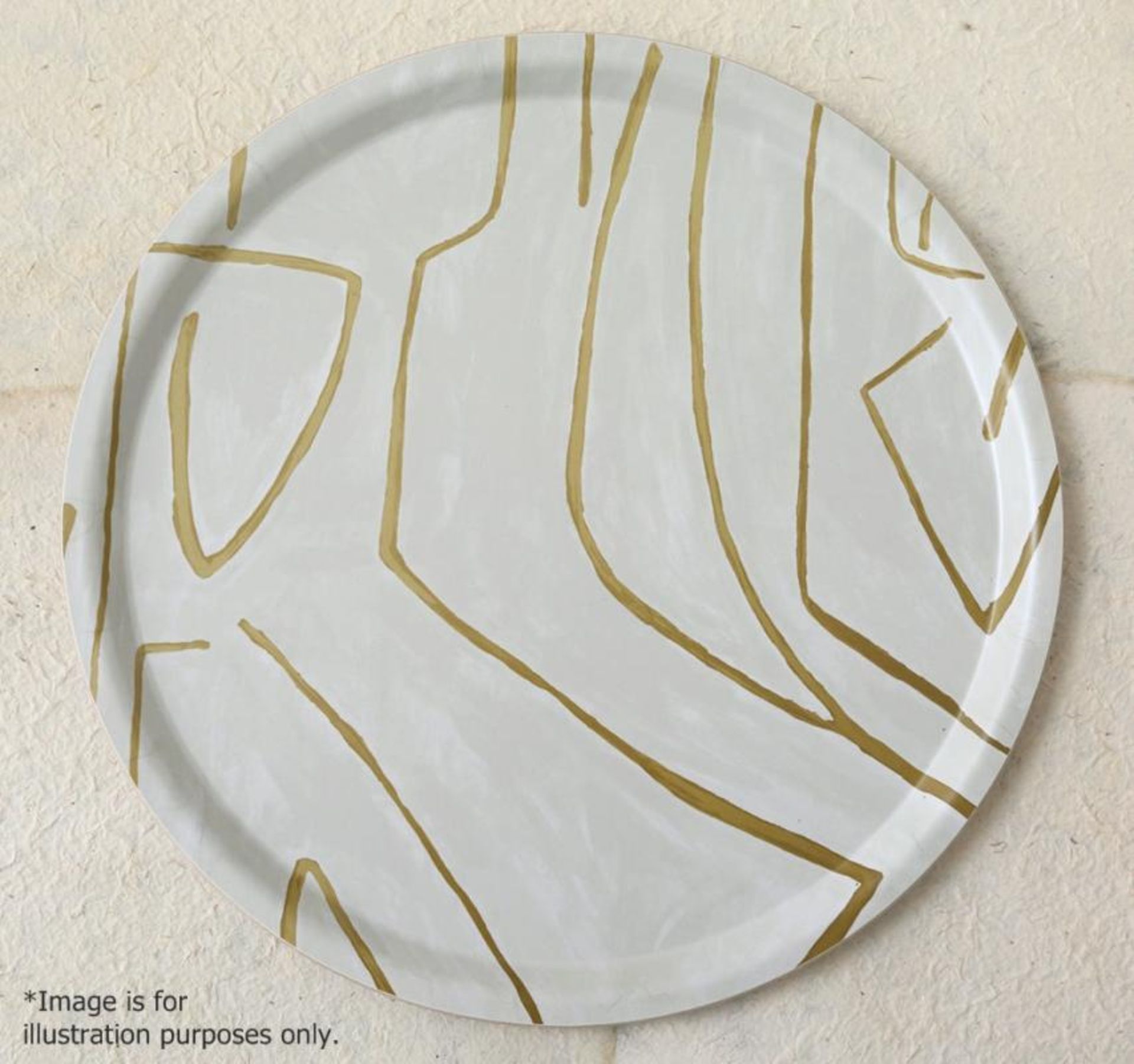 1 x KELLY WEARSTLER Grafitto Platter - Unique Handcrafted Piece - 34cm In Diameter - Ref: 5601556-B