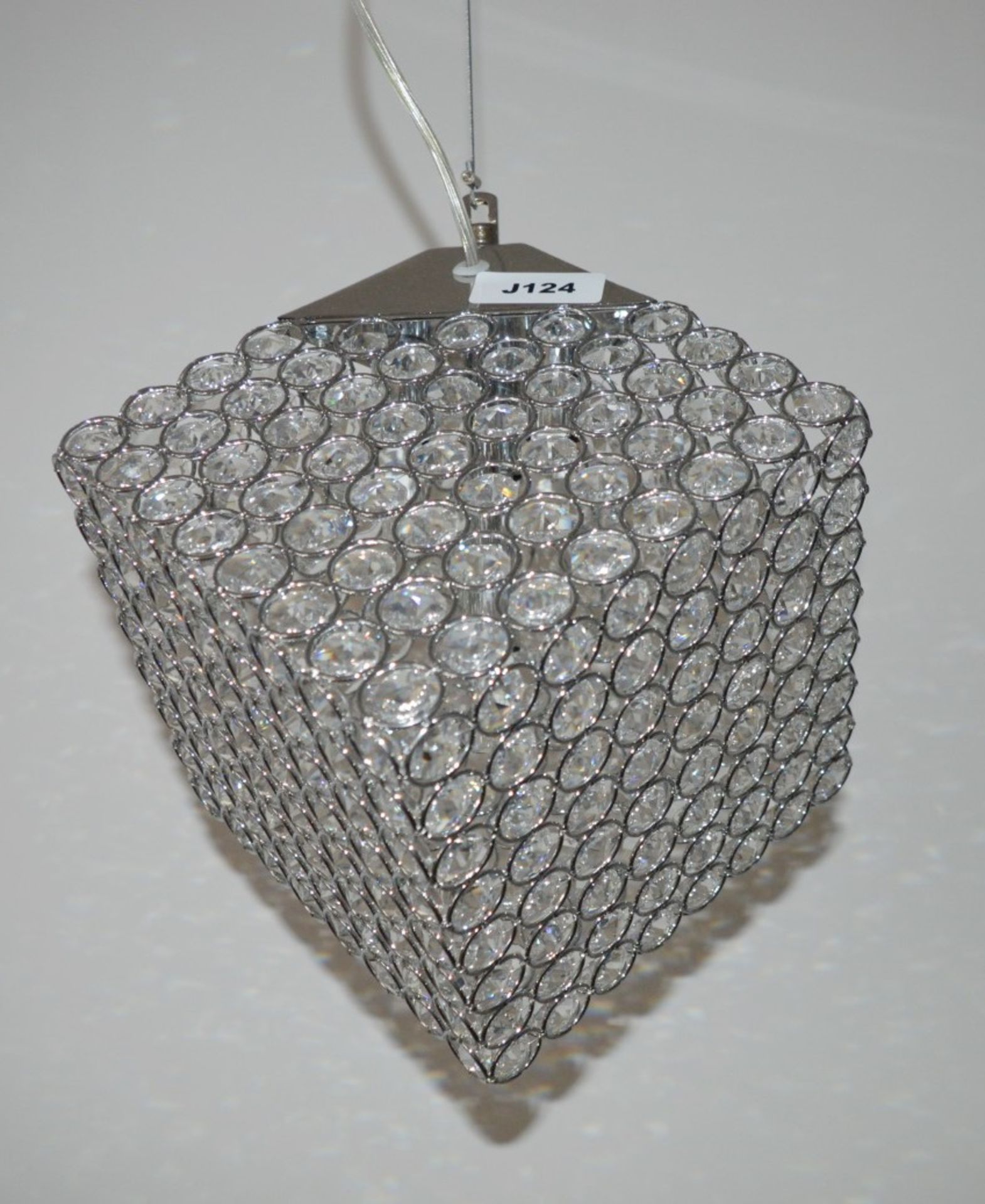 1 x Pendant 4-Light Ceiling Light With Clear Crystal Button Inserts - Chrome Finish - RRP £237.60 - Image 5 of 5