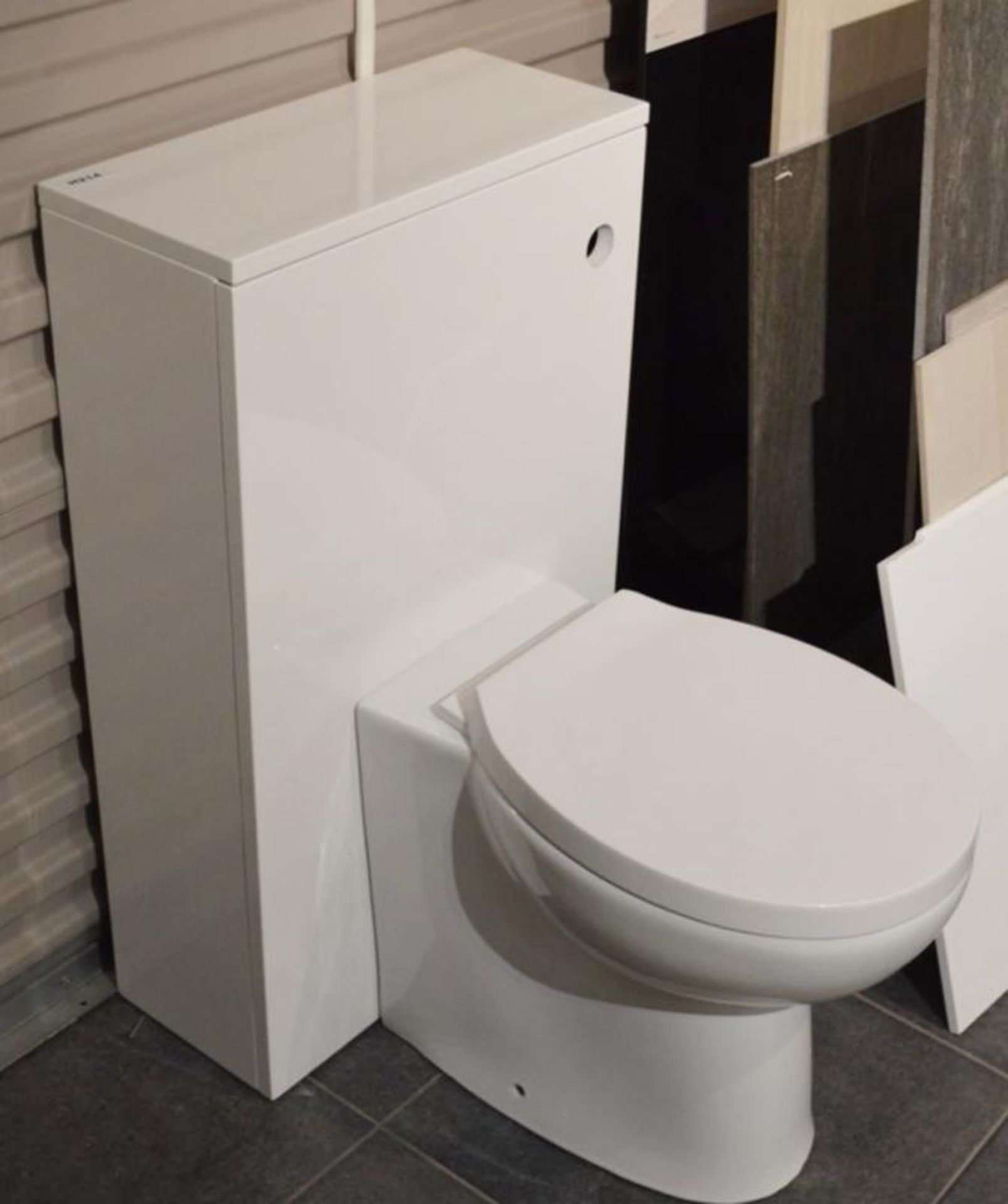 1 x White Gloss Back to Wall Toilet Pan With Concealed Cistern Unit and Soft Close Seat - CL406 - Re