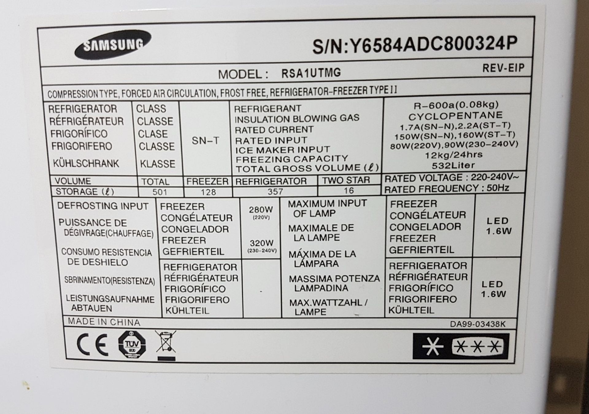 1 x Samsung American Side By Side 2-Door Fridge Freezer (Model: RSA1UTMG) - NO VAT ON HAMMER - Image 5 of 9