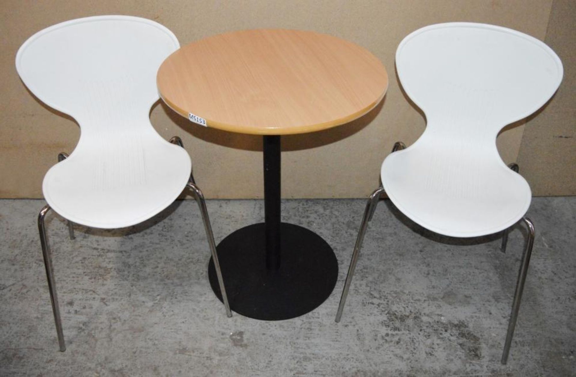 1 x Canteen Table and Chair Set - Includes Single Pedestal Table With Beech Top and Four Matching