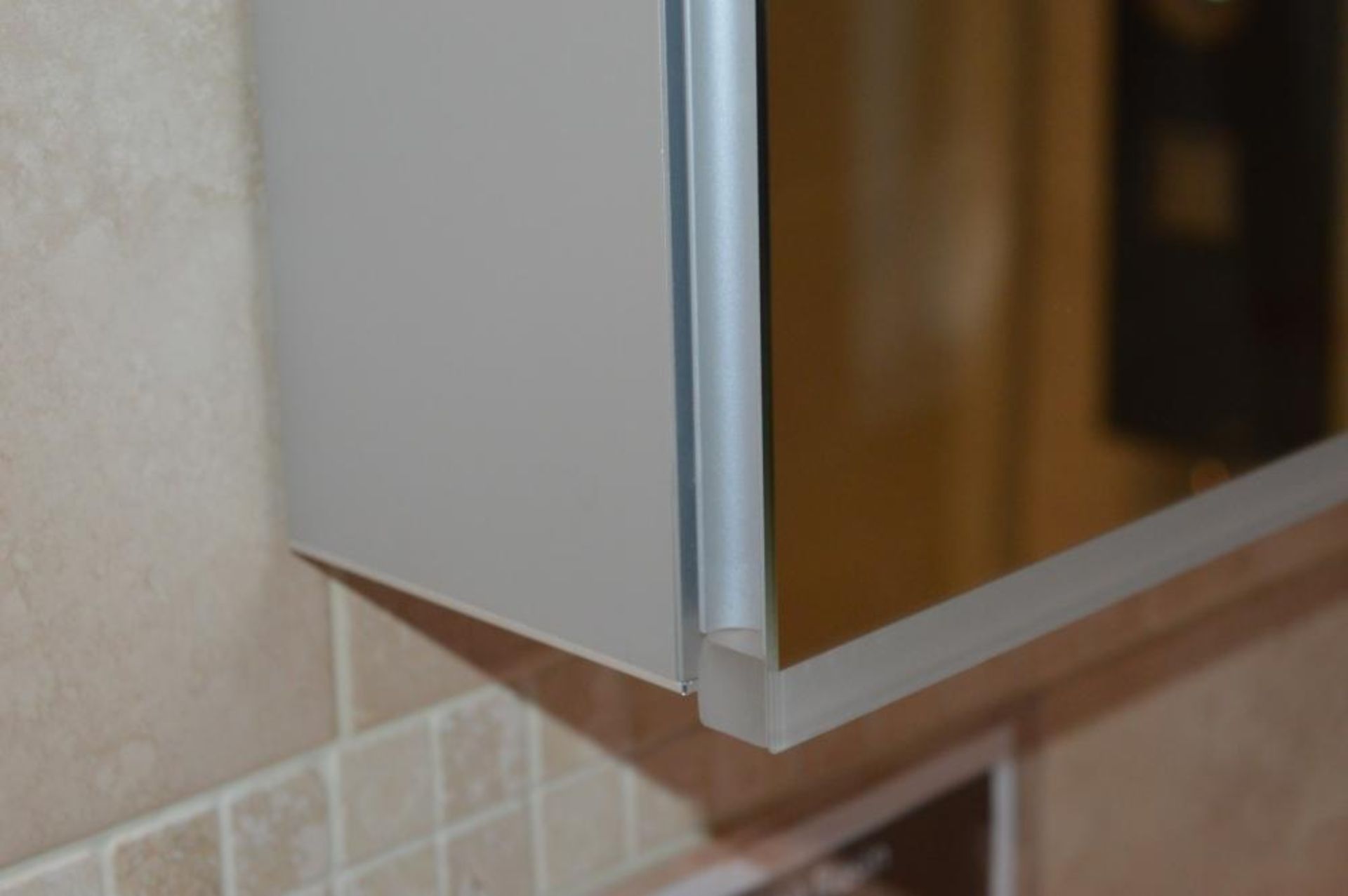 1 x Voda Design Mirrored Bathroom Cabinet 303 Aluminium With Balck Light and Shaver Socket - H70 x W - Image 3 of 4