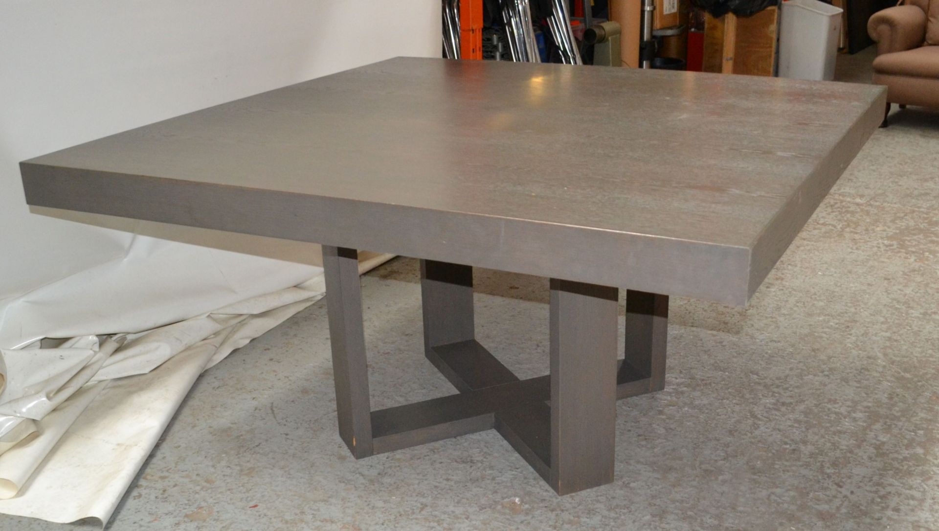 1 x Large Square Wooden Dining Table in a Grey Oak Coloured Finish - CL314 - Location: Altrincham - Image 3 of 10
