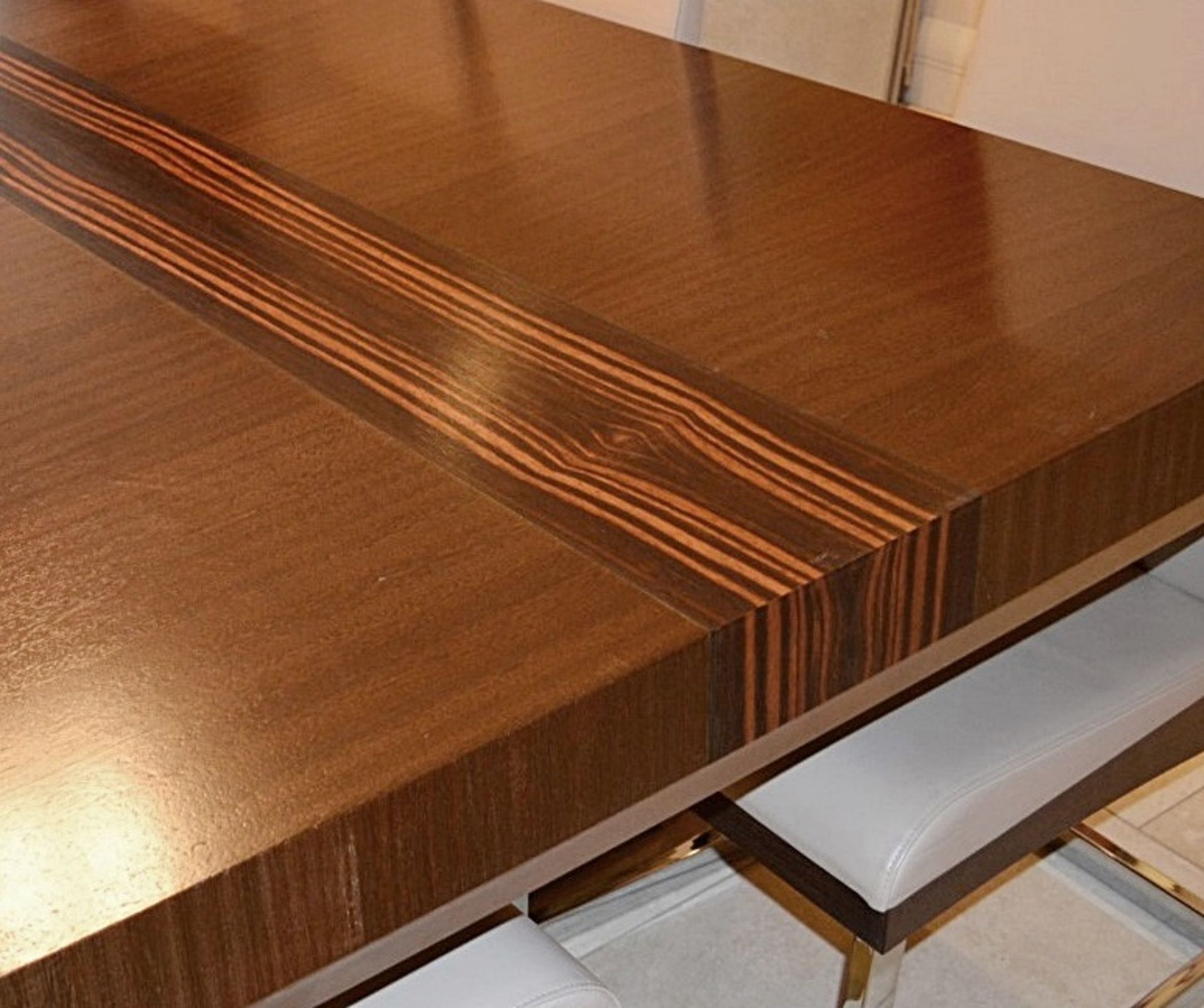 Beautiful Hand Crafted Veneered Dining Table Featuring A Zebrno Stripe Motif - NO VAT ON HAMMER - Image 5 of 7