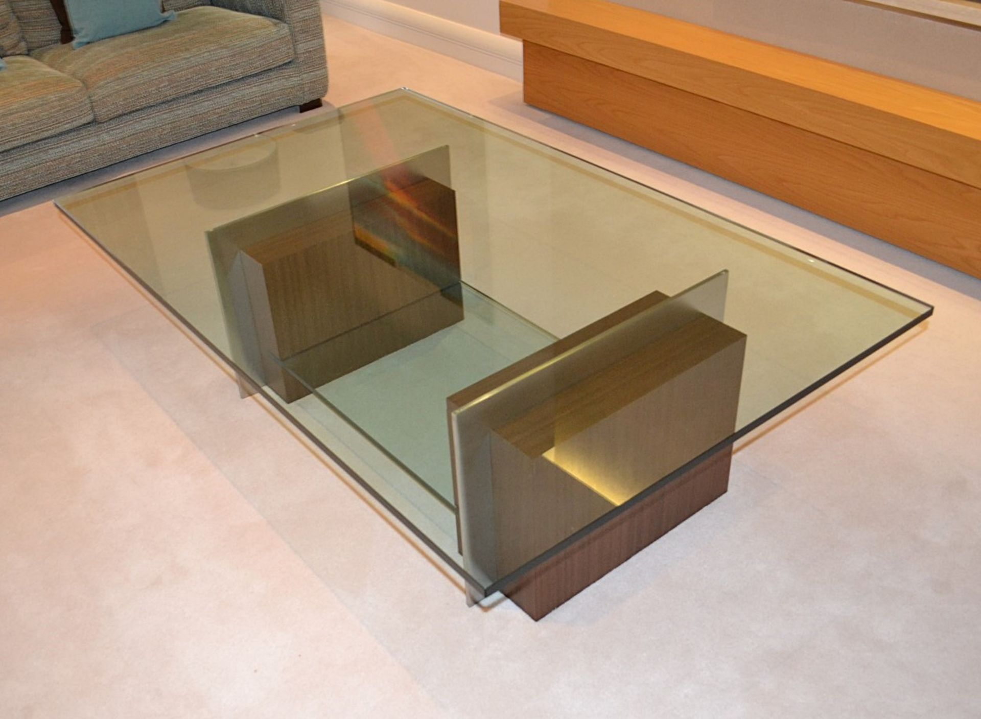 1 x Modern Large Glass Coffee Table With Glass Shelf And Stylish Square Bases - NO VAT ON HAMMER - Image 2 of 3