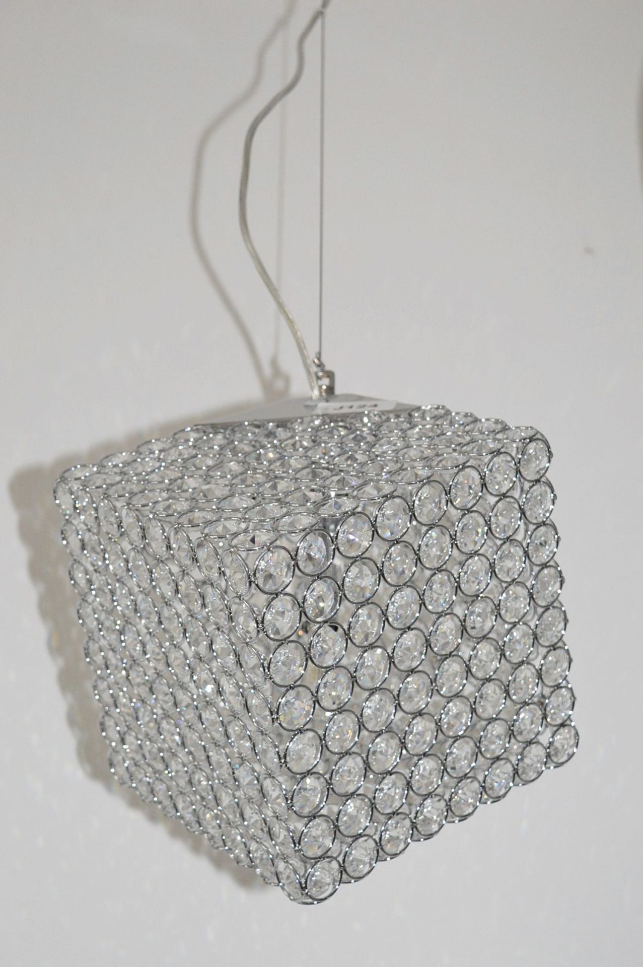 1 x Pendant 4-Light Ceiling Light With Clear Crystal Button Inserts - Chrome Finish - RRP £237.60 - Image 3 of 5