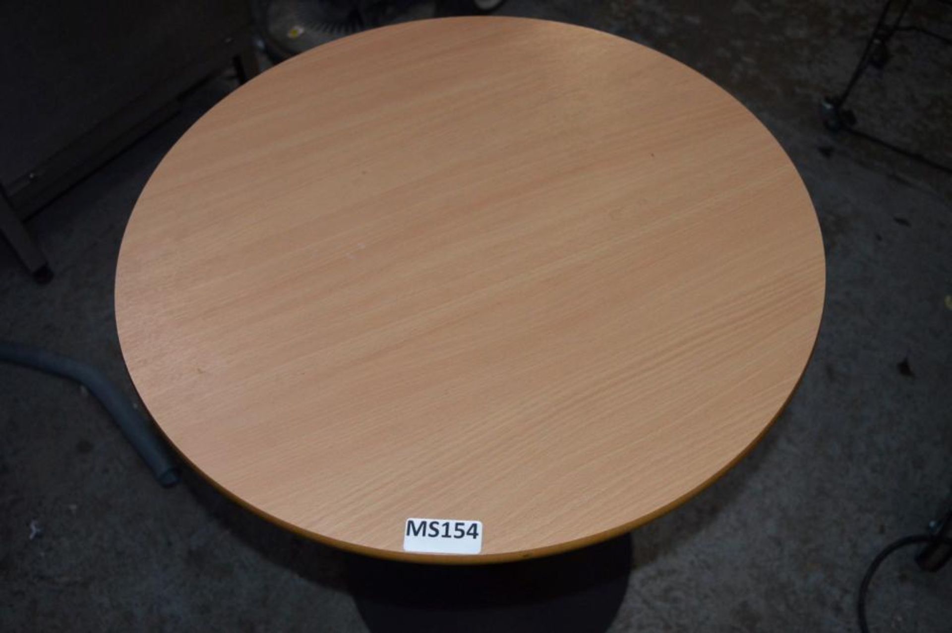 1 x Canteen Table and Chair Set - Includes Single Pedestal Table With Beech Top and Four Matching - Image 5 of 5