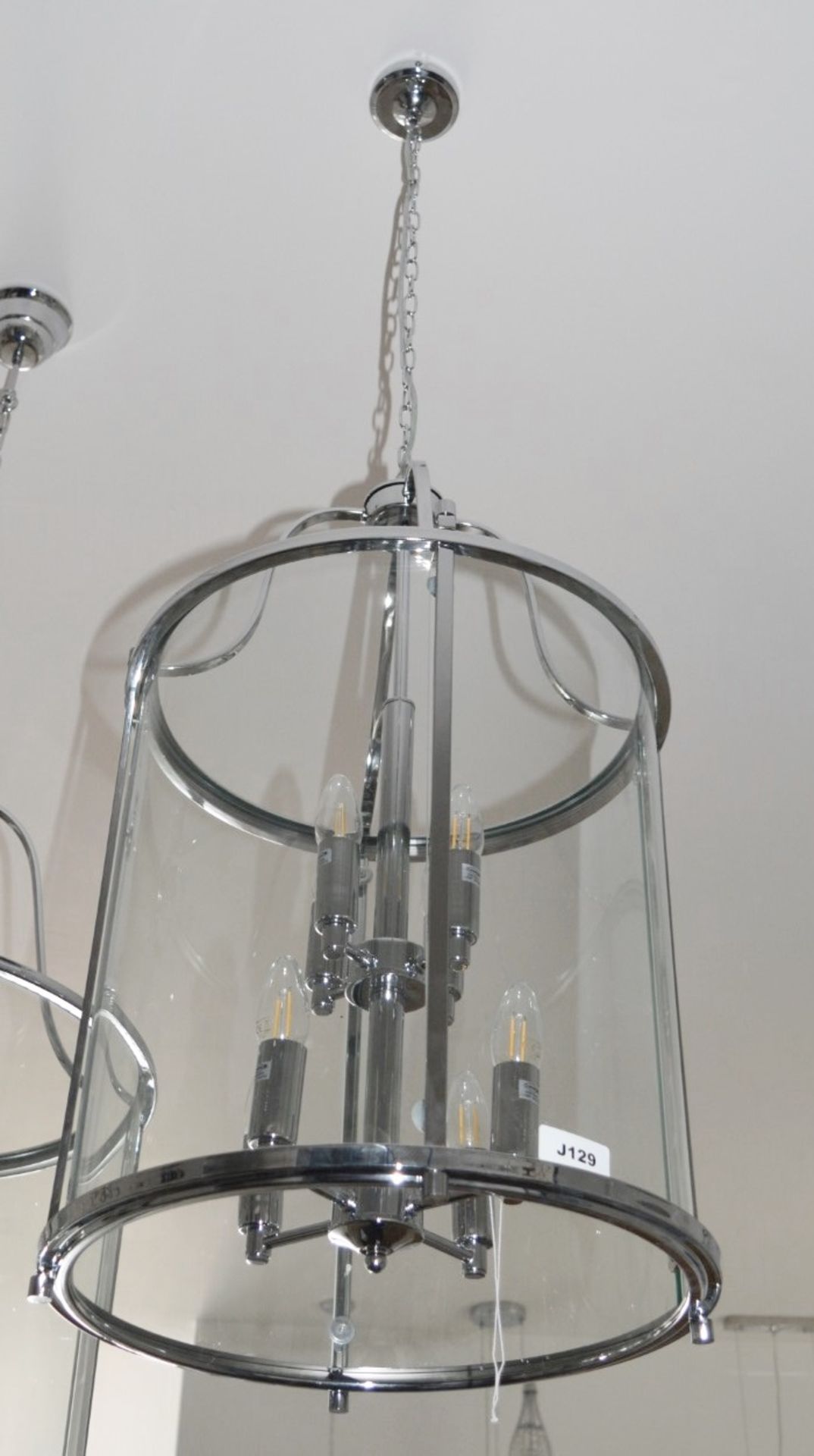 1 x Victorian Lantern Chrome 8-Light Ceiling Fitting With Clear Glass Panels - RRP £576.00 - Image 3 of 5