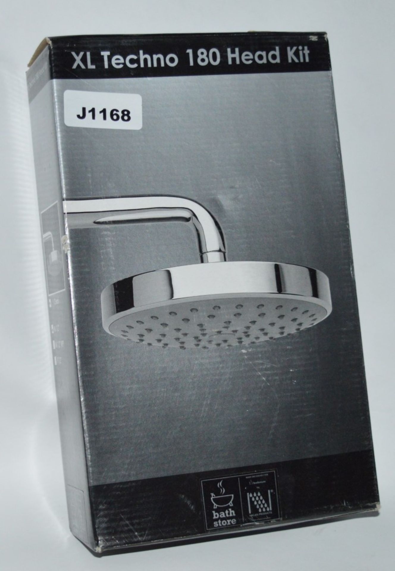 1 x Bath Store XL Techno Round Shower Head 180 Brass With Wall Arm - Modern Chrome Finish - Unused