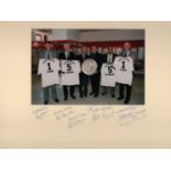 MANCHESTER UNITED: Signed colour 15¾ x 14¾ photograph by five Manchester United footballers who