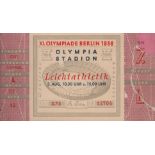 BERLIN OLYMPICS: A rare printed oblong 12mo card booklet containing six ticket stubs for the