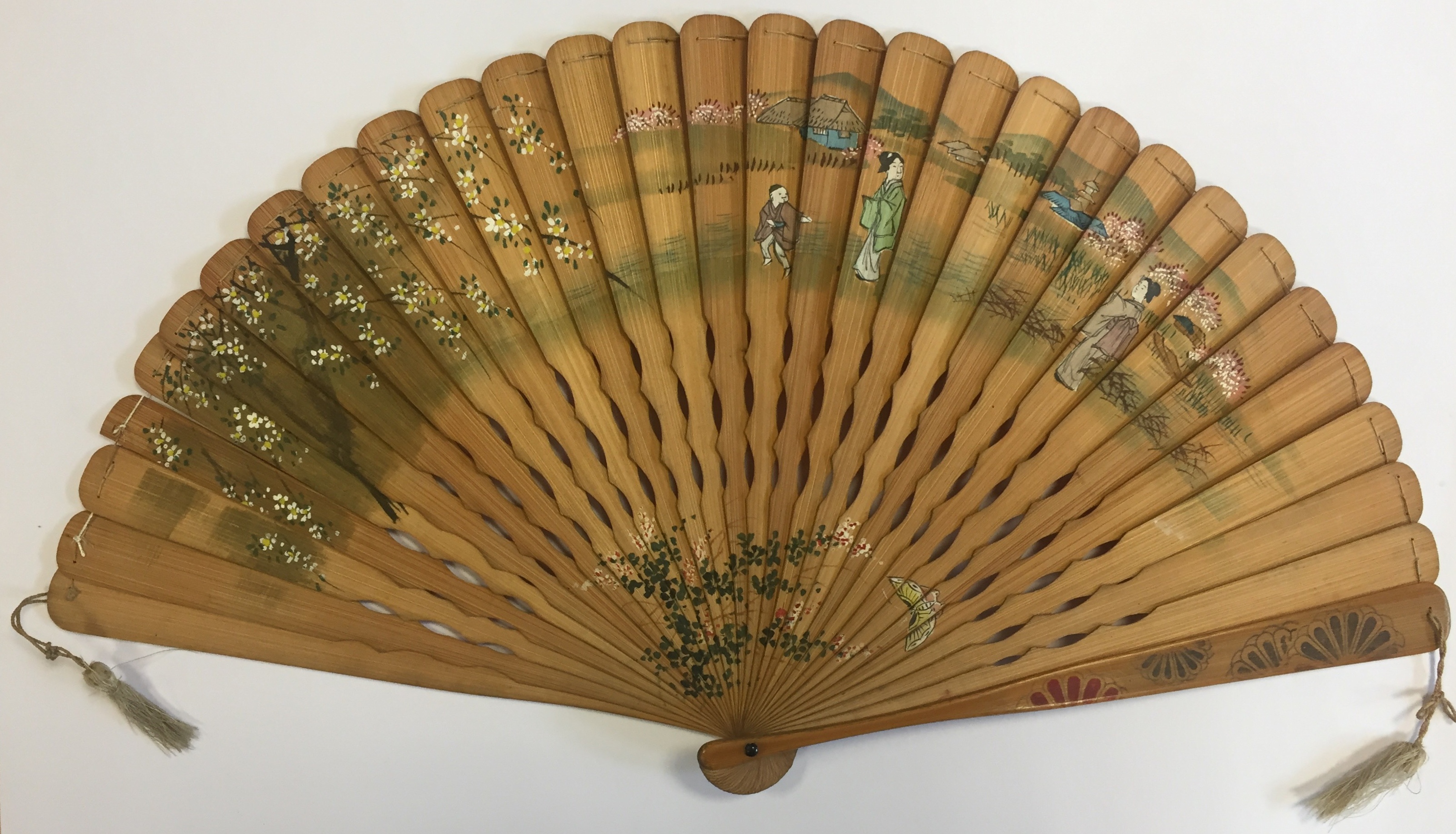 THEATRE: A wooden handheld fan featuring - Image 2 of 2