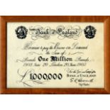 MILLION POUND NOTE THE: A facsimile Bank of England banknote issued as a prop