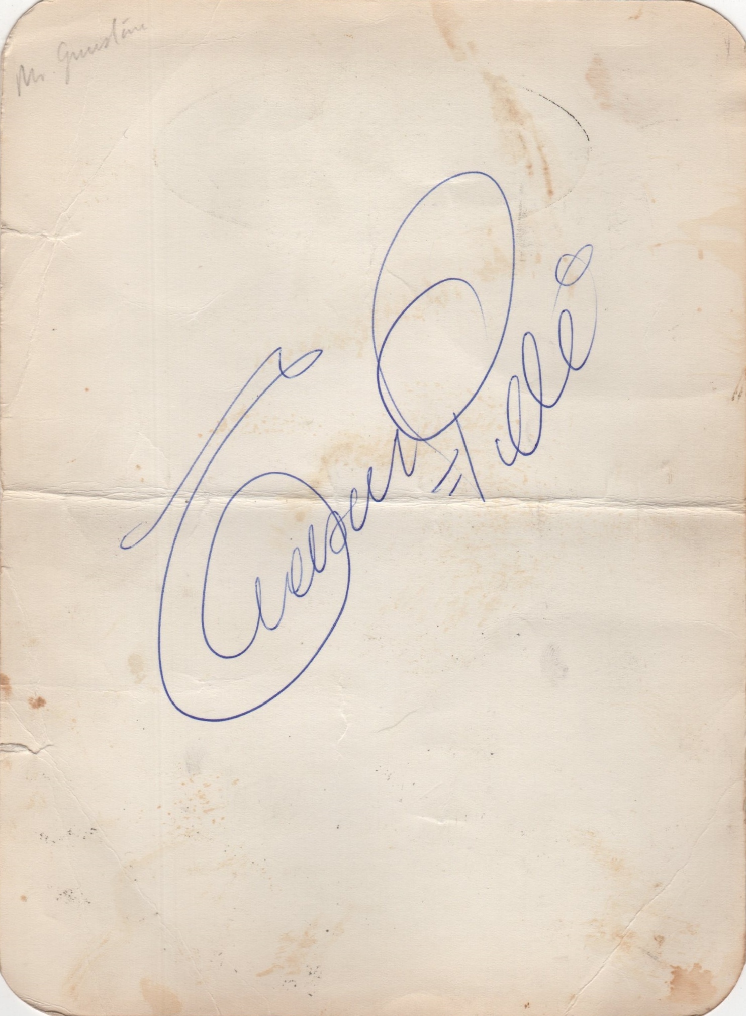 PELE: (1940- ) Brazilian Footballer. A printed 8vo menu card for the Omega Restaurant.