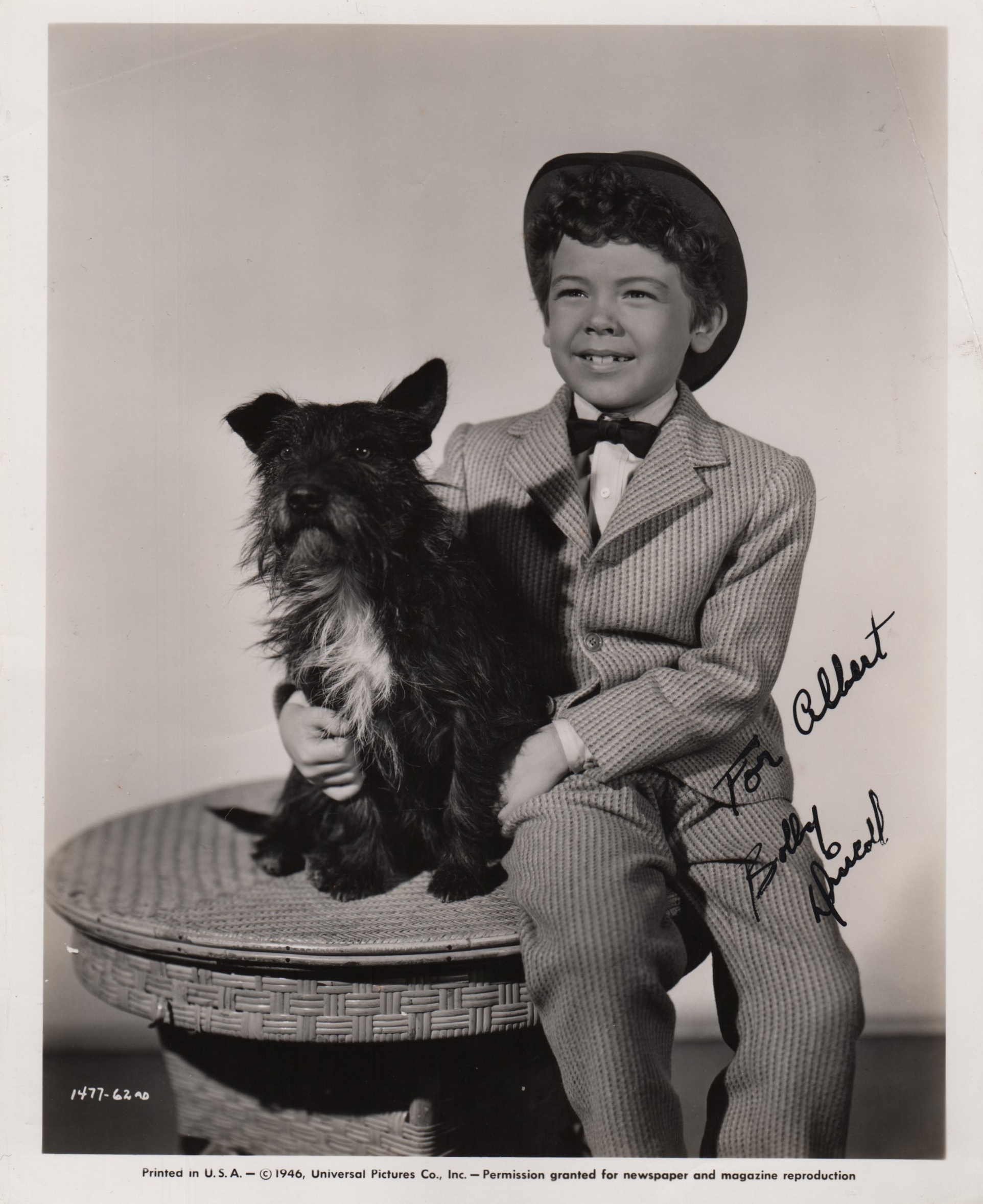 DRISCOLL BOBBY: (1937-1968) American Child Actor, Academy Award winner.