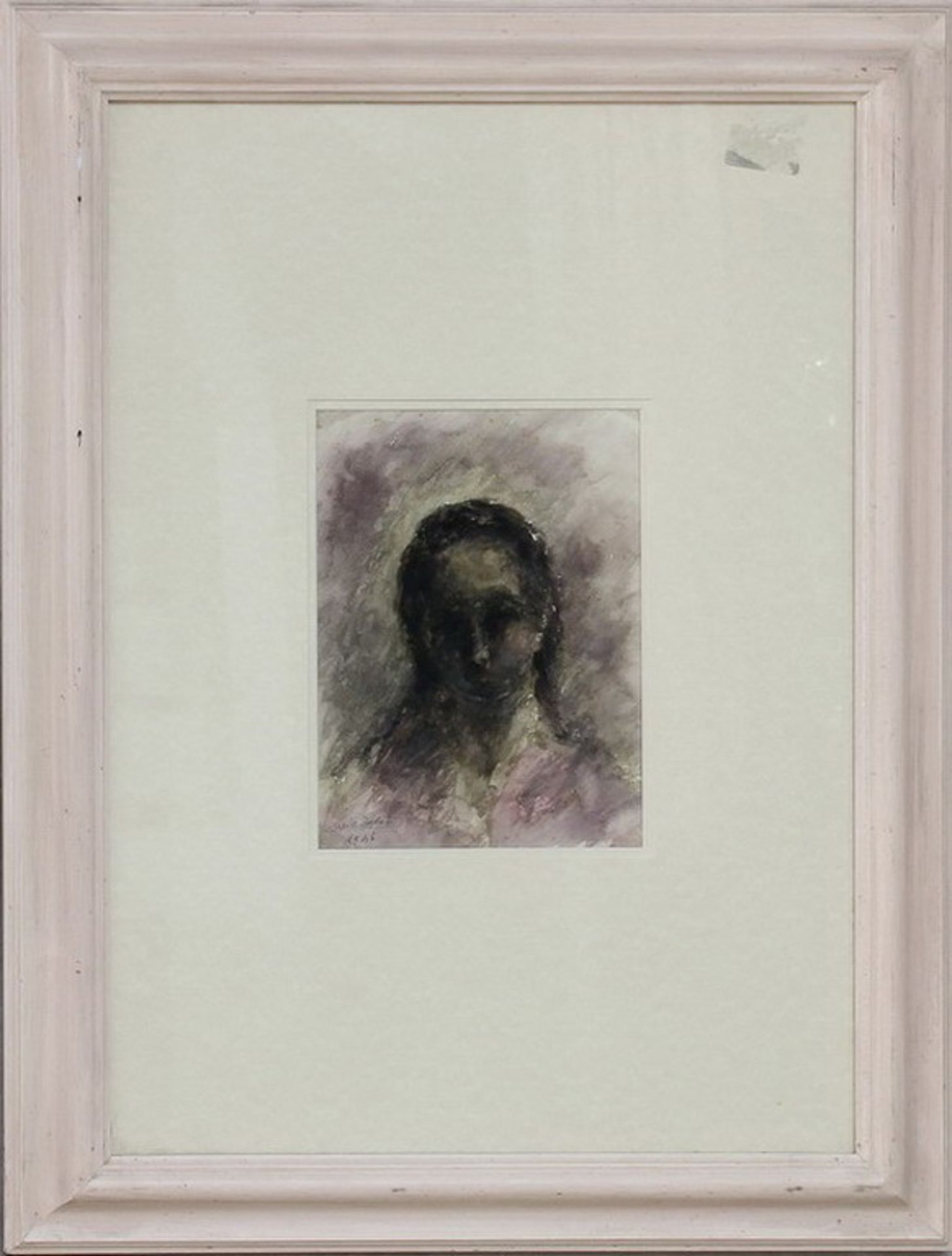 N. 91 (ASTA 61) AUTORITRATTO, LUCIA ZELATI 1946, ACQUARELLO, 21,5 X 16 CM