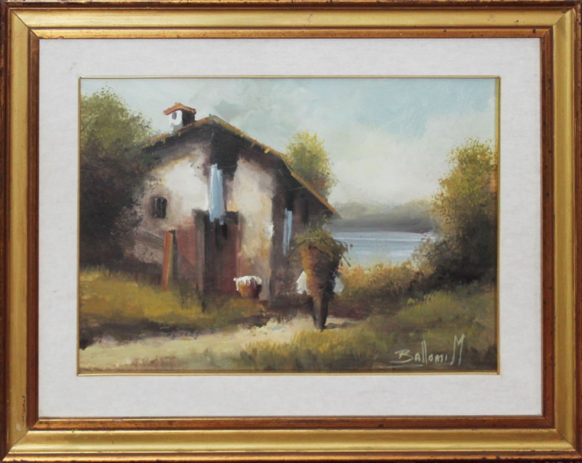 N. 3907 (V.F 848) PAESAGGIO CON CASA, BALLONI MARIO, OLIO SU TELA 48X34