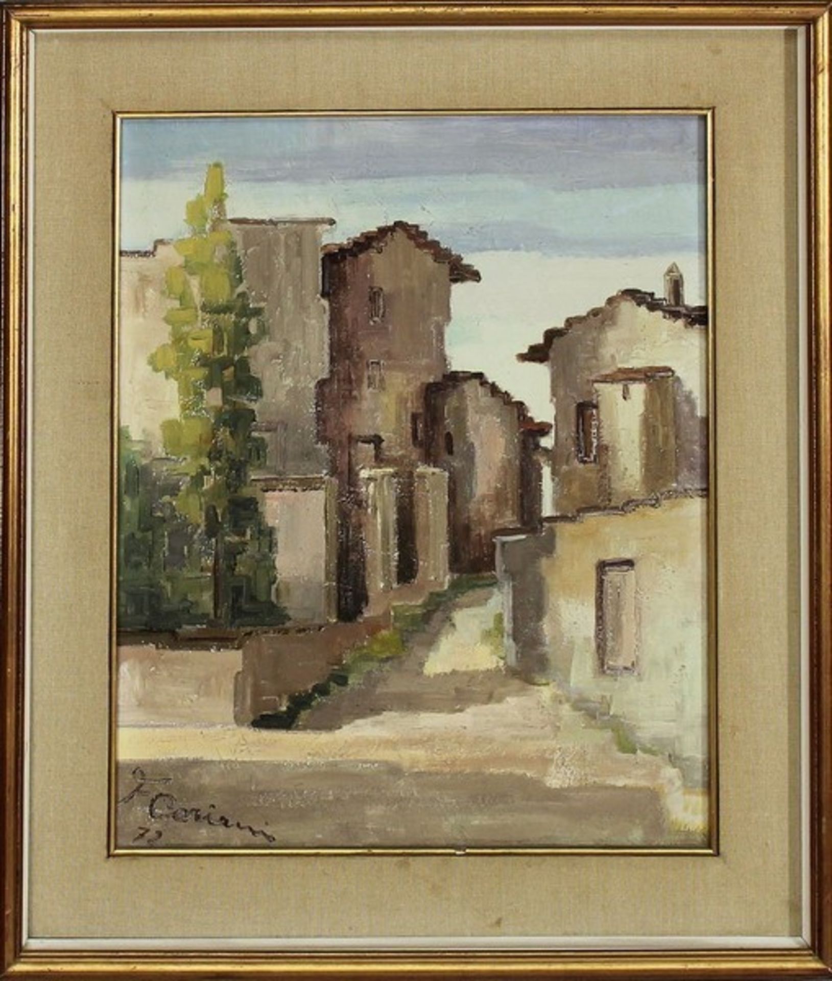 N. 68 (V.F 848) VEDUTA DI NIGRA (TORINO), FRANCO CARNIANI 1972, OLIO SU TELA CM. 39X48