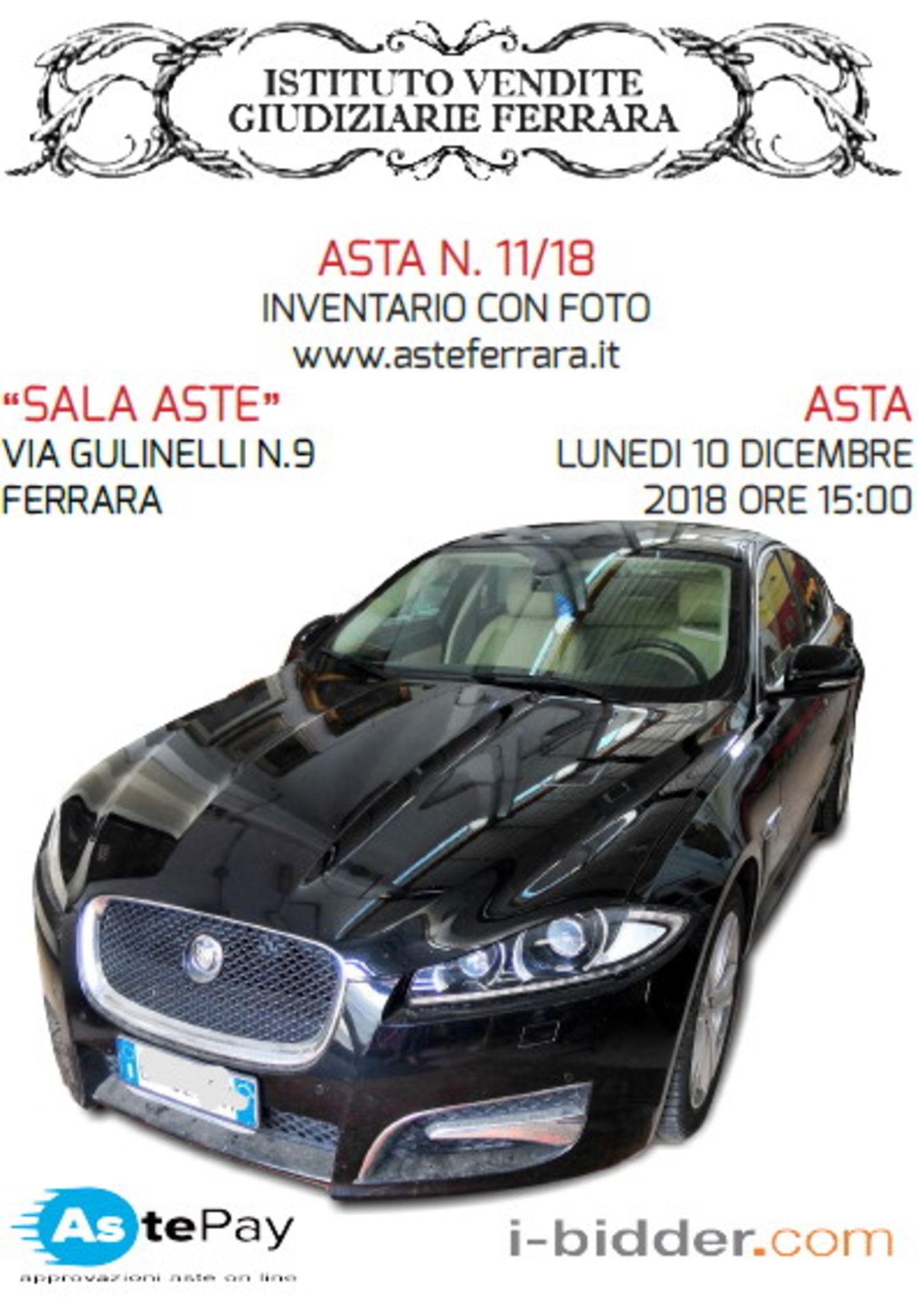 VERSAMENTO CAUZIONALE OBBLIGATORIO PER LA PARTECIPAZIONE ALL'ASTA ON LINE, VAI SU WWW.ASTEPAY.IT