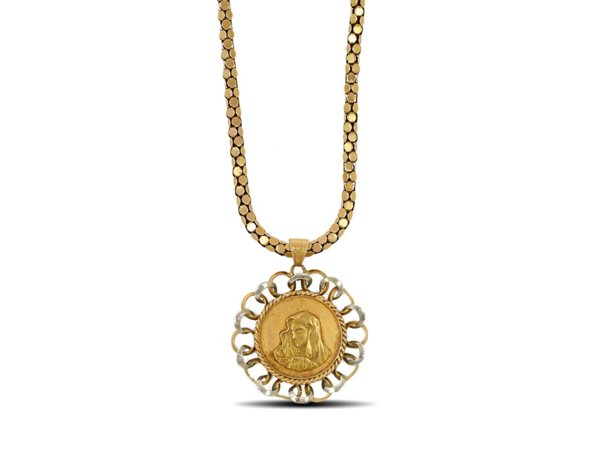 N. 4110 (V.F. 482) COLLANA E MEDAGLIA IN ORO GIALLO 18KT GR. 24