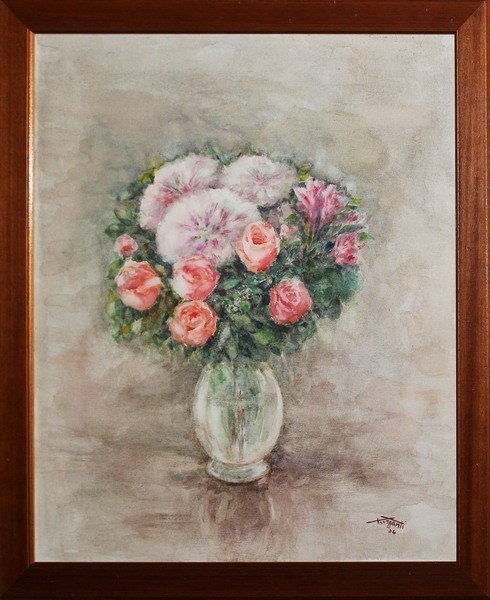 Vaso di fiori, cartoncino telato, Turganti, cm. 49x58