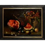 Natura morta con frutta, olio su tela fine '800, cm. 80x60, cornice del '900