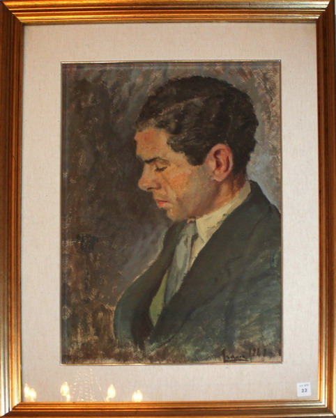 Ritratto di uomo, olio su cartoncino, Franca Sgarbi, 1948, cm. 32x43