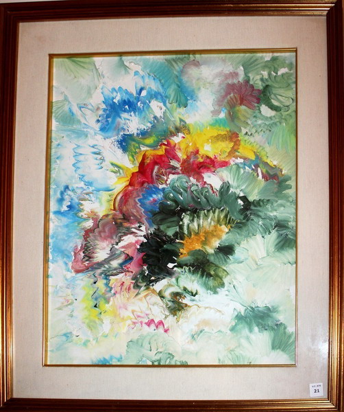 Fiori astratti, Olio su cartoncino telato cm. 40x46, Ippolito Malagù