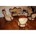 Salotto Luigi Filippo composto da divano n. 2 poltrone e n. 6 sedie