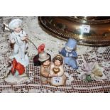 Lotto di 5 figure in porcellana di varie marche (Capodimone e Royal Copenaghen) ed una rosellina