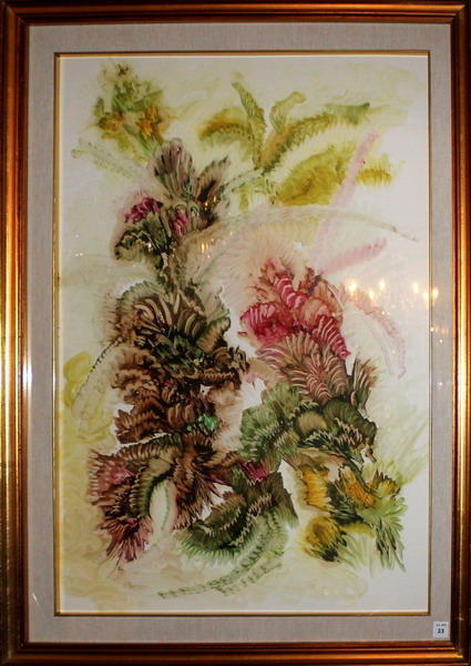 Fiori astratti, tecnica mista, cm. 48x68, Ippoolito Malagù