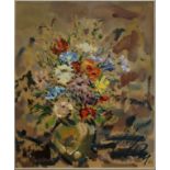 Mazzo di fiori, olio su cartoncino, Silvan 66', cm. 50x60
