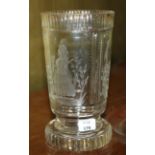 Bicchiere in cristallo molato con figure, Biedermaier, fine'800