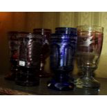 Lotto di sei bicchieri in cristallo molato, vari soggetti e varie forme