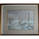 Paesaggio invernale, olio su tela, Lovetti, cm. 40x30