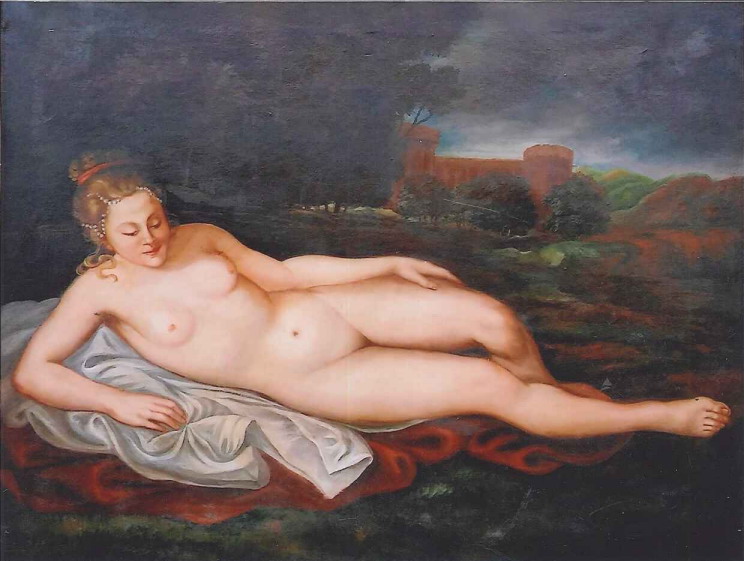 Nudo di donna, olio su tela scuola Italiana dell'800, cm. 120x70