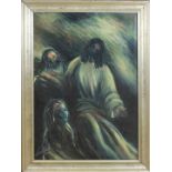 Gesù e la Maddalena, Lucia Zelati 1950, pastello ad olio, 97,5 x 69,5 cm (V.F. 841 / 206)
