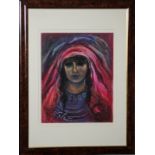 Giovane beduina, Lucia Zelati 1982, pastello ad olio, 48 x 37,5 cm (V.F. 841 / 159)