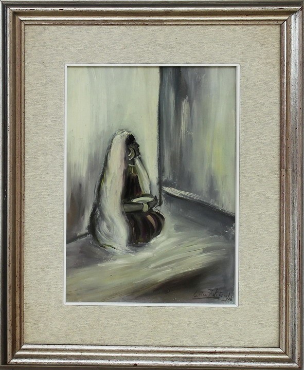 La mendicante della medina, Lucia Zelati 1966, olio, 33 x 23,5 cm (V.F. 841 / 103)