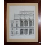 Litografia architettonica del palazzo Die Neue Wiener Borse, cm. 43x55